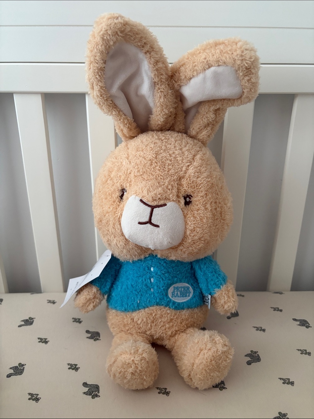 NWT Peter Rabbit Tan Plush Bunny in Teal Sweater - Cute Stuffed Animal Boutique